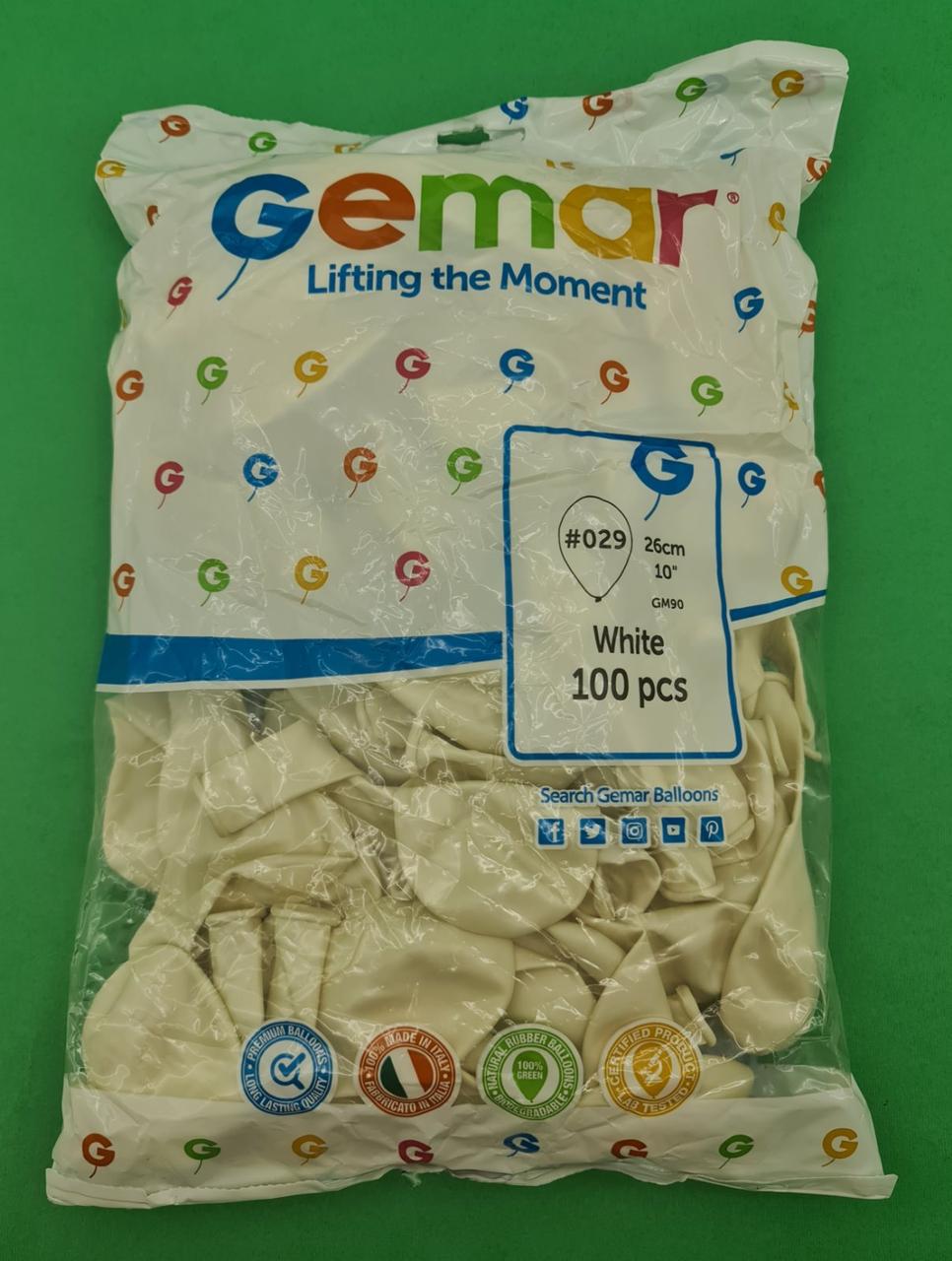 Повітряні кульки 10" (25 см) металік білий Gemar 100 шт (1 пачка), фото 1