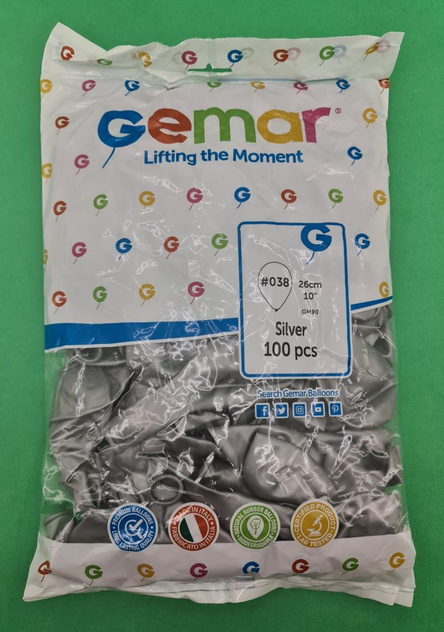 Повітряні кульки 10" (25 см) металік сталевий Gemar 100 шт (1 пачка)