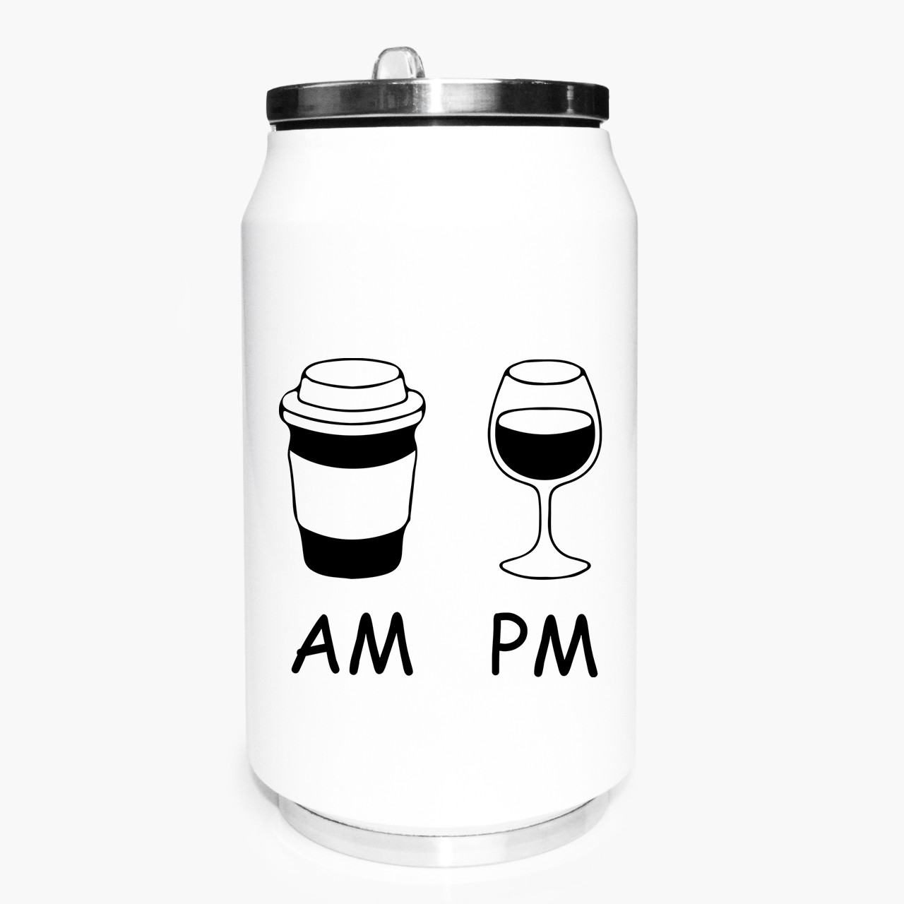 Термокружка Кави вранці, вино вночі AM/PM (coffee in the morning wine at night) термобанка