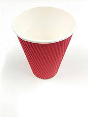 Стакан гофрований 340мл "Червоний (20 шт)
