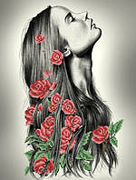 Схема для вышивки бисером на атласе "Девушка в розах"