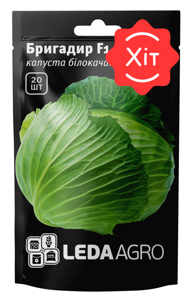 Насіння Капусти білокачанної Бригадир F1, для квашення, 20 шт (Leda Agro), фото 1