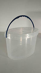 Відро овальне з кришкою 5,6 л. прозоре (70 шт)
