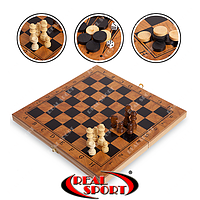 Шахи, шашки, нарди 3 в 1 дерев'яні S4034