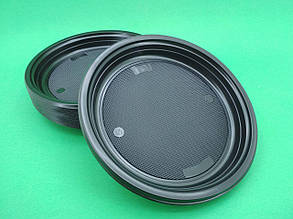 Тарілка одноразова пластикова 220 мл чорна Андрекс, уп./50 штук