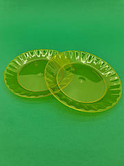 Тарілка склоподібна одноразова діаметр 160 мм жовта 10 шт/уп