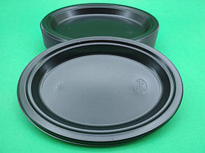 Одноразова тарілка овальна пластикова 310 мм чорна BITTNER, уп./50 штук