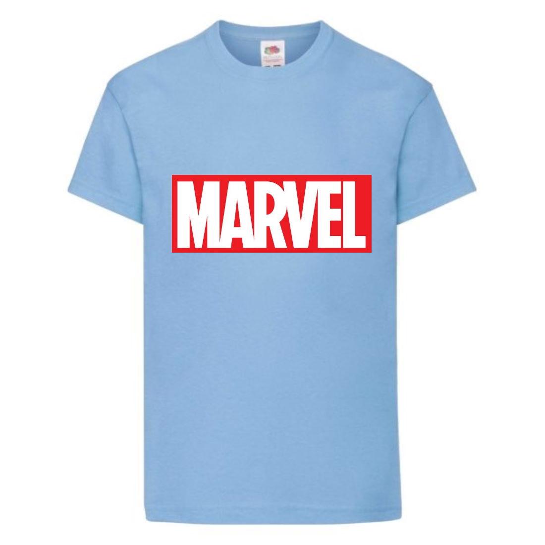 Футболка Марвел (Marvel-001) светло голубая