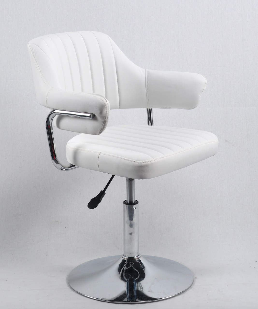 Кресло JEFF (Джеф) BASE с подлокотниками на блине хромированный блин, экокожа белая - фото 1 - id-p1283044117