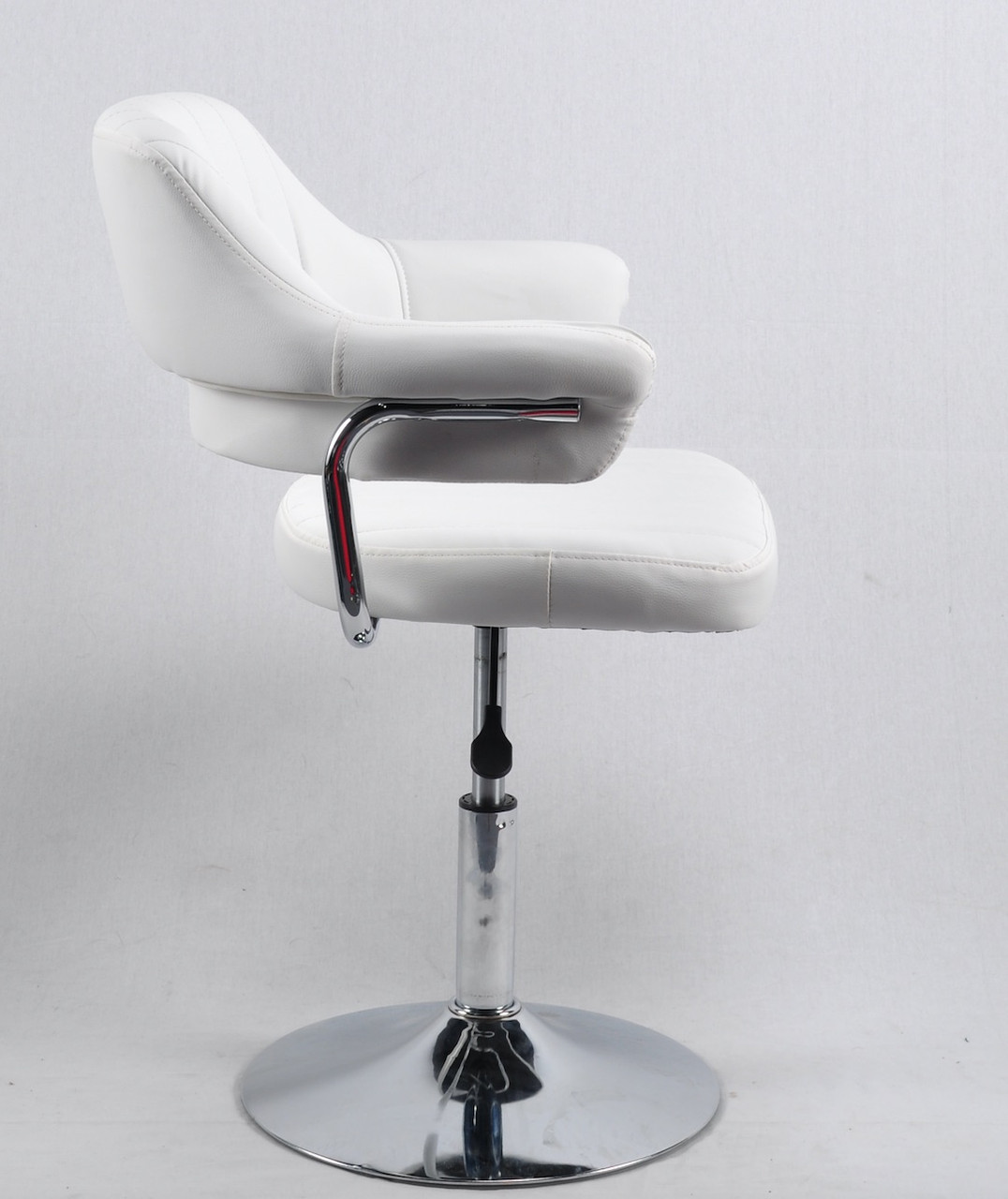 Кресло JEFF (Джеф) BASE с подлокотниками на блине хромированный блин, экокожа белая - фото 2 - id-p1283044117