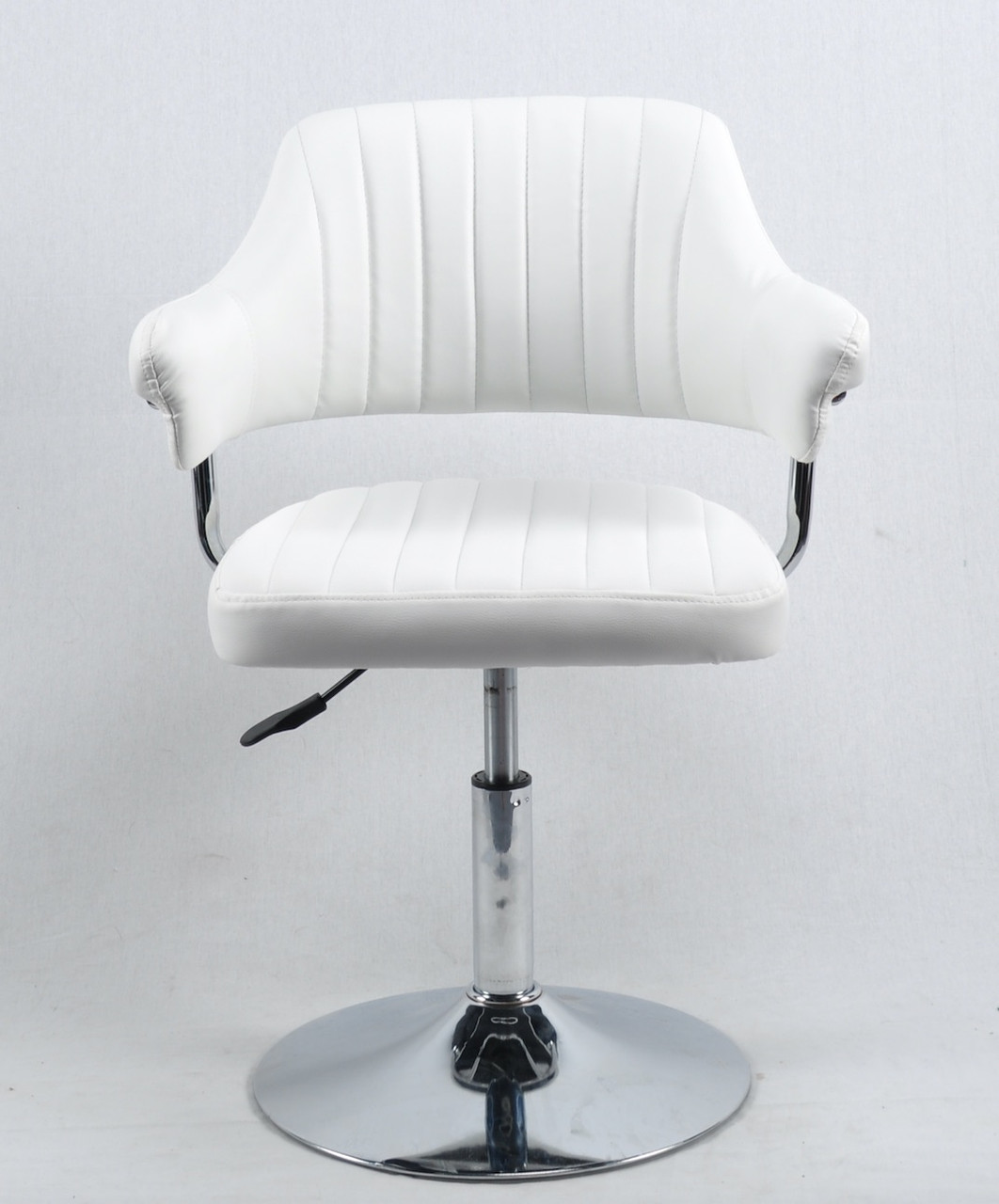 Кресло JEFF (Джеф) BASE с подлокотниками на блине хромированный блин, экокожа белая - фото 3 - id-p1283044117