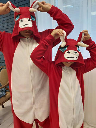 Піжама костюм Кігурумі Бик червоно-білий для хлопчиків та дівчаток виробництво Україна зріст 80-104 см., фото 2