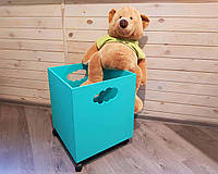 Ящик для Детских Игрушек на Колесиках - Ручная Работа - 40*40*40 см бирюзовый