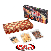 Шахи, шашки, нарди 3 в 1 дерев'яні з магнітом W7703H