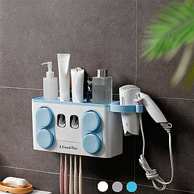 Органайзер дозатор зубної пасти поличка тримач для зубних щіток Полка в ванну кімнату