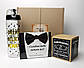 Подарунковий чоловічий бокс "Твій вдалий день": шоколад, печиво з передбаченнями, спортивна пластикова пляшка, фото 2