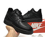 Зимові шкіряні чоловічі кросівки з хутром Nike Air Force "Чорні" р.;41-45, фото 4