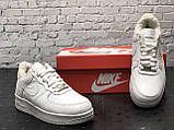 Зимові шкіряні чоловічі/жіночі кросівки з хутром Nike Air Force "Білі" р.36-45, фото 8