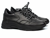 Мужские черные кроссовки кожаные обувь демисезонная Rosso Avangard Black Panther