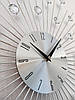 Безшумний гарний годинник на стіну (50 см) в спальню вітальню "Сонце-S" NC срібний, фото 3