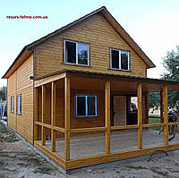 Каркасний будинок 6,0 м х 8,0 м з мансардою та терасою