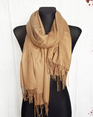 Однотонний шарф палантин Маріана 185*70 темний бежевий 1802-19, фото 1