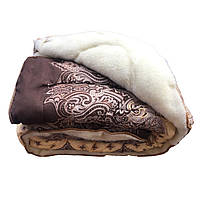 Недорогое шерстяное полуторное одеяло с мехом 145/215, ткань поликотон