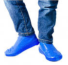 Силіконові чохли бахіли для взуття від дощу та бруду розмір L 42-45 розмір колір сині, фото 3