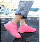 Силіконові чохли бахіли для взуття від дощу і бруду розмір L 42-45 розмір колір рожеві, фото 4