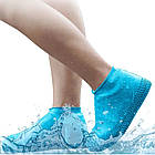 Силіконові чохли бахіли для взуття від дощу і бруду розмір M 37-41 розмір блакитний, фото 4