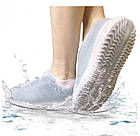 Силиконові чехи бахіли для взуття від дощу і бруду розмір L 42-45 колір білі, фото 4