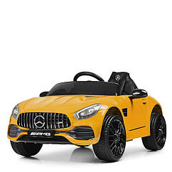 Дитячий електромобіль M 4062 EBLR-6, Mercedes AMG GT, mp3, EVA, Шкіряне сидіння, жовтий