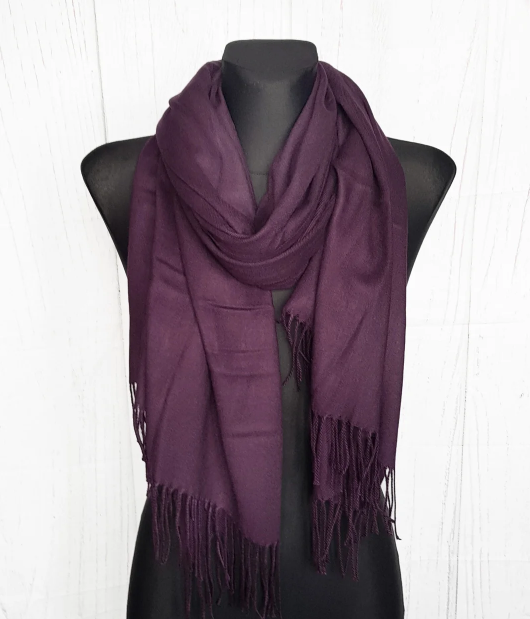 Однотонний палантин Маріана 185*70 баклажановий