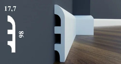 Плінтус ударостійкий LPC-19 Cezar з дюрополімер висотою 98 мм, 2м., фото 1