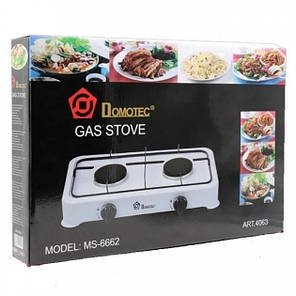Газовая плита таганок настольная на 2 конфорки Domotec MS 6662 540W White, фото 4
