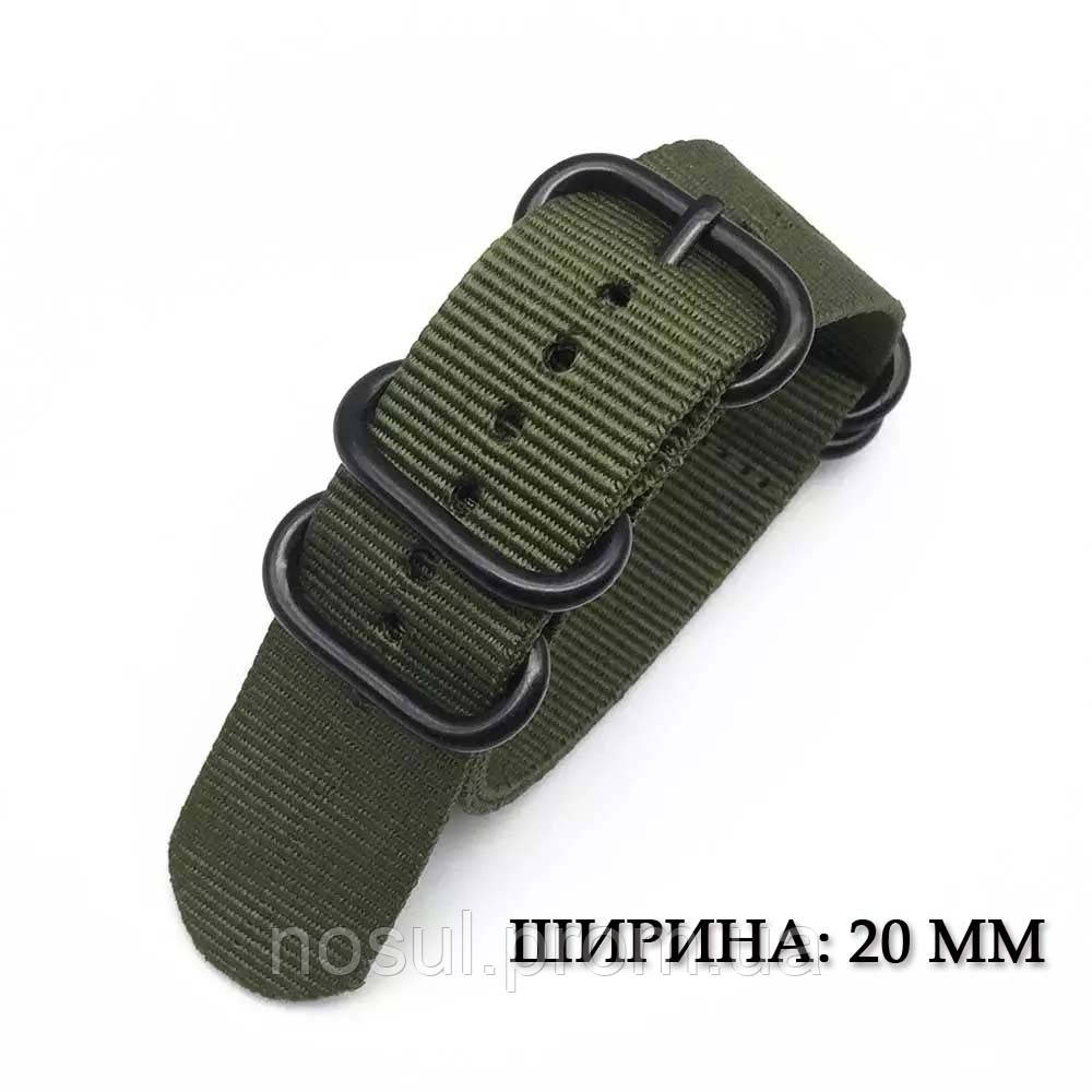 ZULU Military тканинний ремінець 20 мм оливковий зелений для годинника нейлон зібу мілітарі
