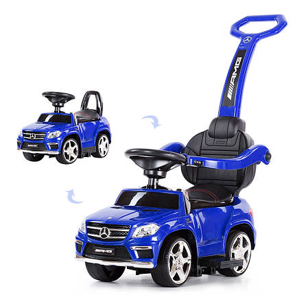 Толокар каталка Mercedes з батьківською ручкою (Синій - SX1578-4), фото 2