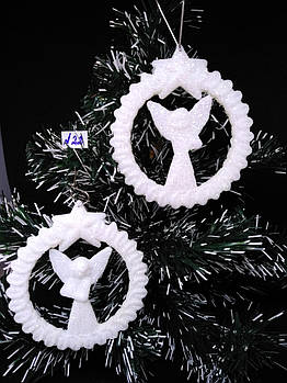 Прикраси на ялинку іграшки 3D Ангел у вінку 10 штук 9,5*8 см