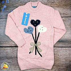 В'язана туніка "Квіти" для дівчинки Розмір: 5-6,6-7,8-9 років (21070)