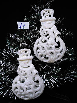 Прикраси на ялинку іграшки 3D Сніговик ажурний 13*8 см 10 шт.