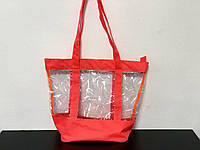 Прозрачная комбинированная пляжная сумка, размер 36*34*14 Оранжевый
