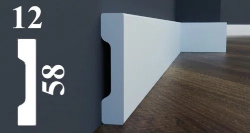 Плінтус вузький прямокутний LPC-32 Cezar з дюрополімер висотою 58 мм, фото 1