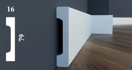 Плінтус прямокутний LPC-28 Cezar з дюрополімер висотою 79 мм, LPC-28 Cezar, 2,0 м. Плінтус Цезар, фото 1