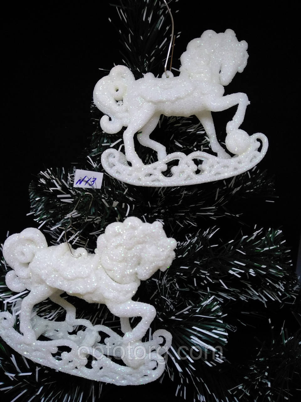 Прикраси на ялинку іграшки 3D Конячка-гойдалка 9,5*10,5 см 10 шт, фото 1