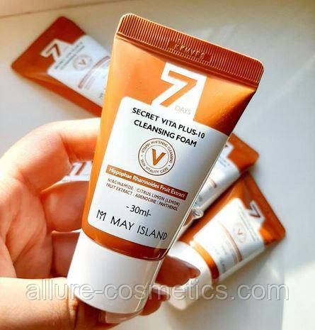 Очищаюча пінка з екстрактом обліпихи May Island 7 Days Secret Vita Plus-10 Cleansing Foam 30ml