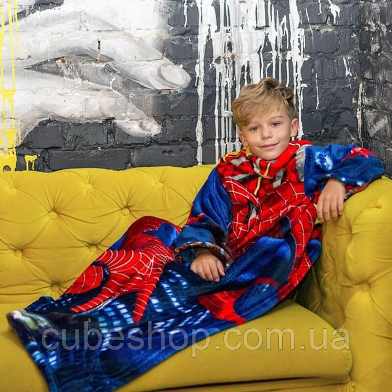 Дитячий плед із рукавами з мікрофібри Spiderman, фото 1