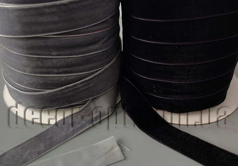 Стрічка атласна з оксамитом 2.5 см/50ярд