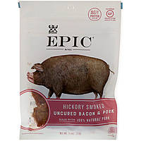 ОРИГІНАЛ!М'яні снеки Epic Bar, Незасочені яловичина та свинина, скупчені з гікорі,71 грам виробництва США