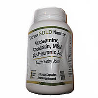 УЦЕНКА Глюкозамін, Хондроїтин, Метилсульфонілметан + Гіалуронова кислота, California Gold Nutrition, 120
