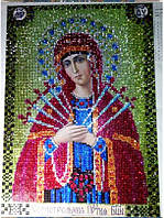 Алмазная вышивка 30х40 см Семистрельная икона Божией Матери зеленая, зеркальные стразы